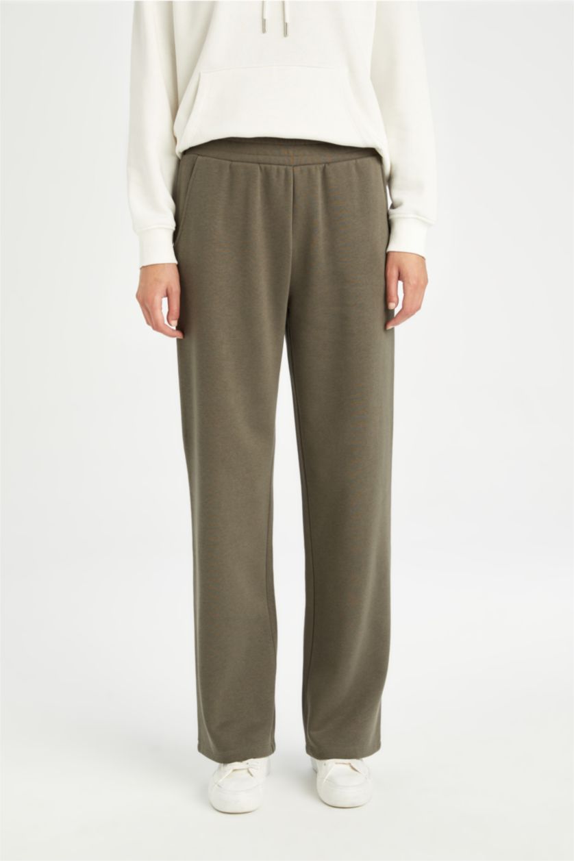 Женщины Темный хаки Штаны прямого кроя из плотной ткани