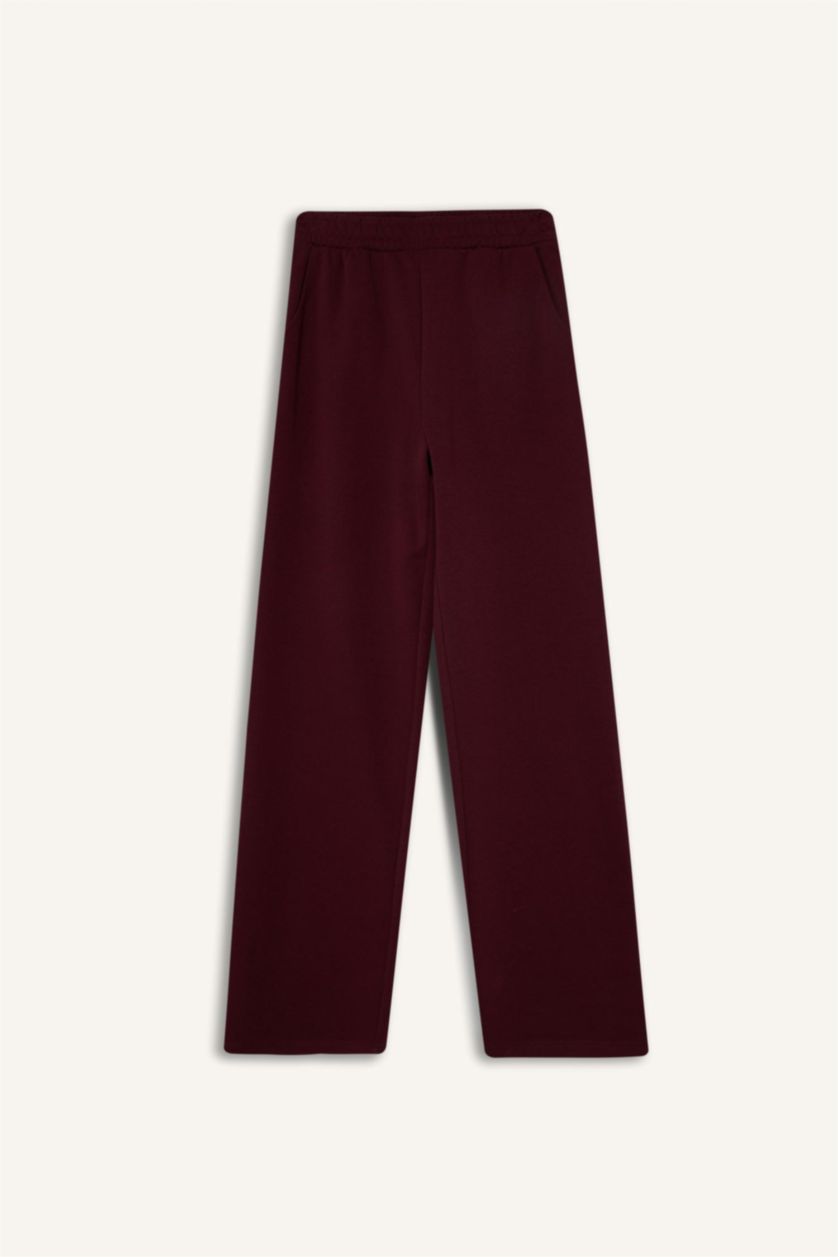 Женщины Бордовый Толстые спортивные брюки Straight Fit Basic с карманами и из материала для свитшотов