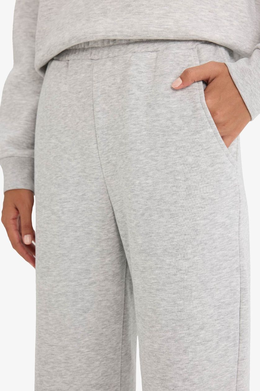 Женщины Серый меланж Толстые спортивные брюки Straight Fit Basic с карманами и из материала для свитшотов