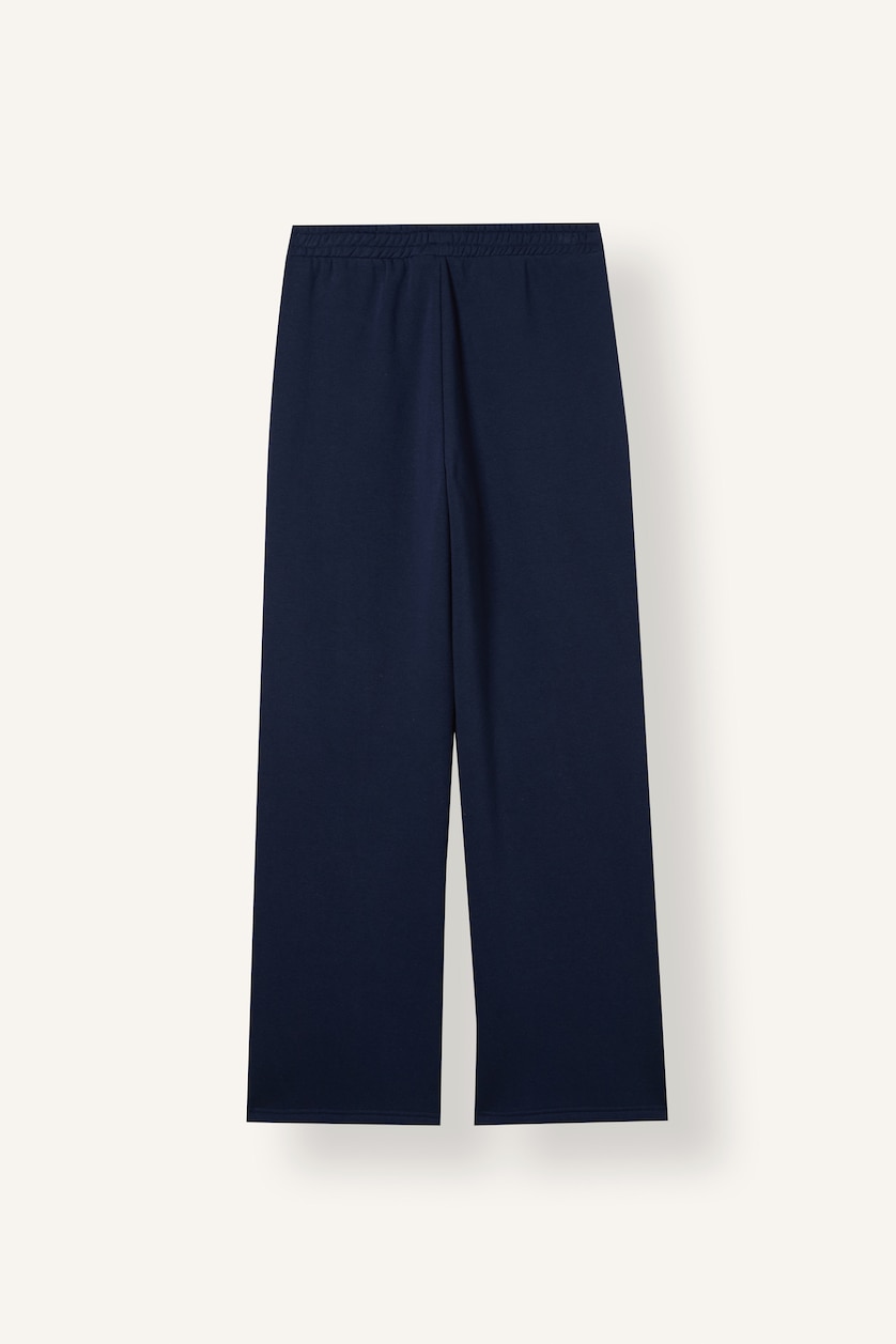 نساء كحلي Straight Fit Thick Sweatshirt Fabric Trousers
