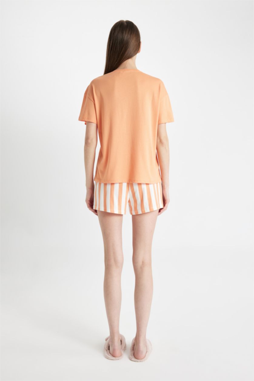 WOMAN Orange Fall in Love Snoopy 2 Piece Pajama Set