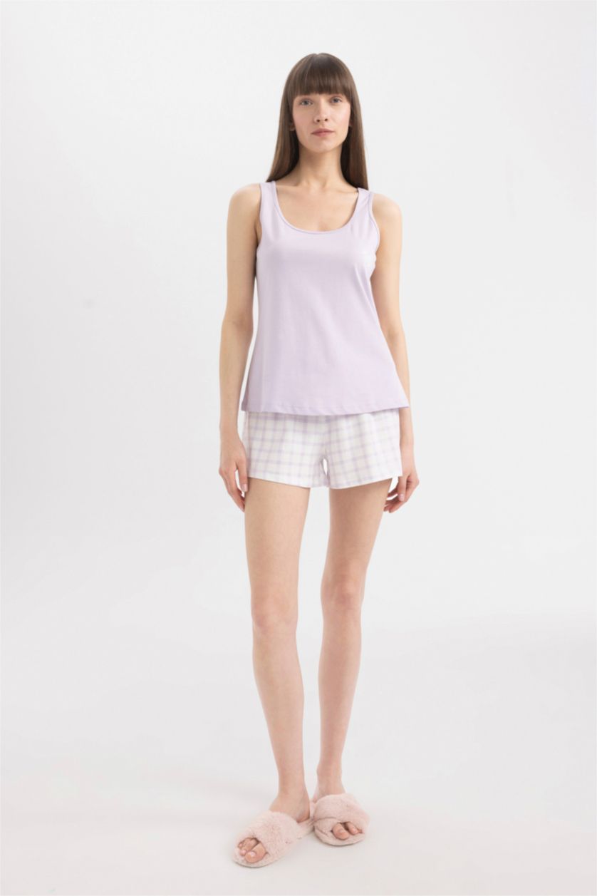 FEMME Violet Clair Ensemble Pyjama sans Manches avec Short de Fall in Love