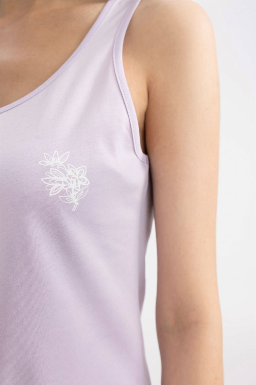 FEMME Violet Clair Ensemble Pyjama sans Manches avec Short de Fall in Love