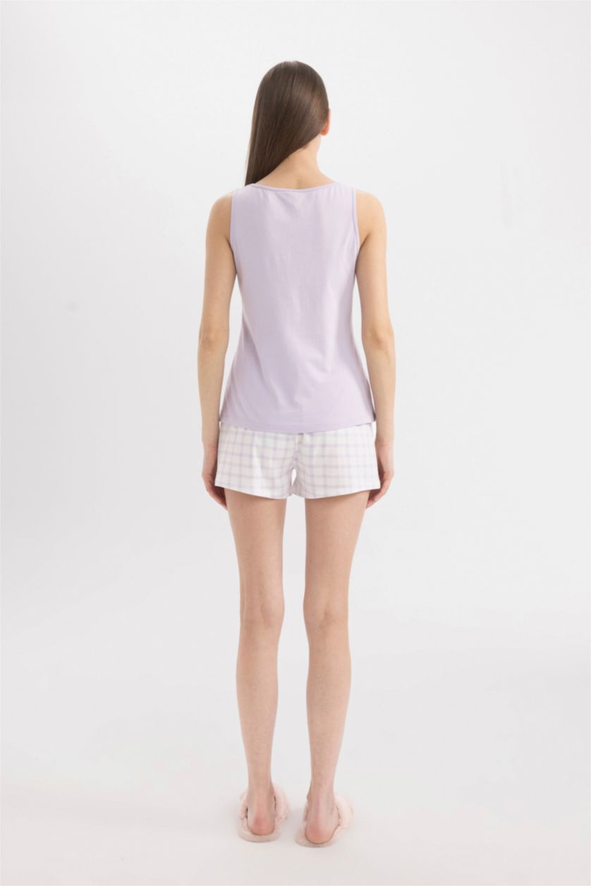 FEMME Violet Clair Ensemble Pyjama sans Manches avec Short de Fall in Love