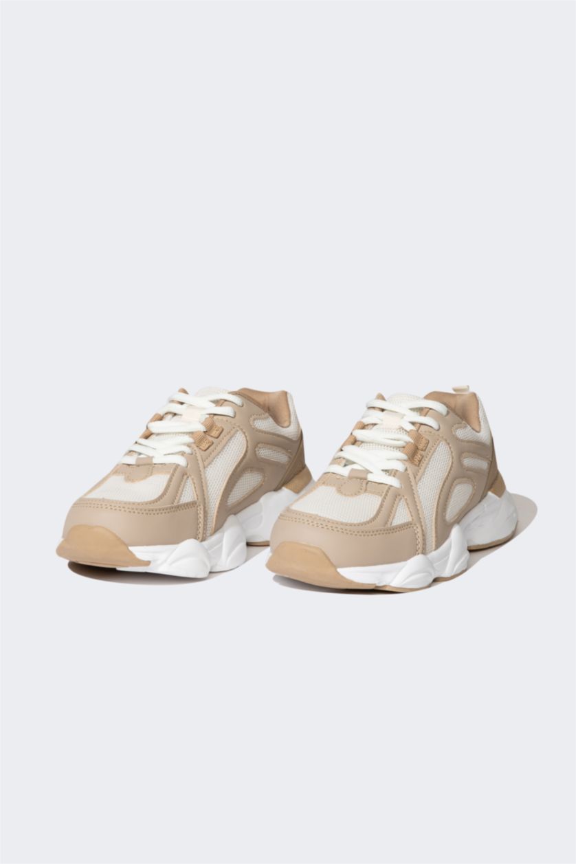 Girls & Teens Beige Unisex High Sole Sneakers