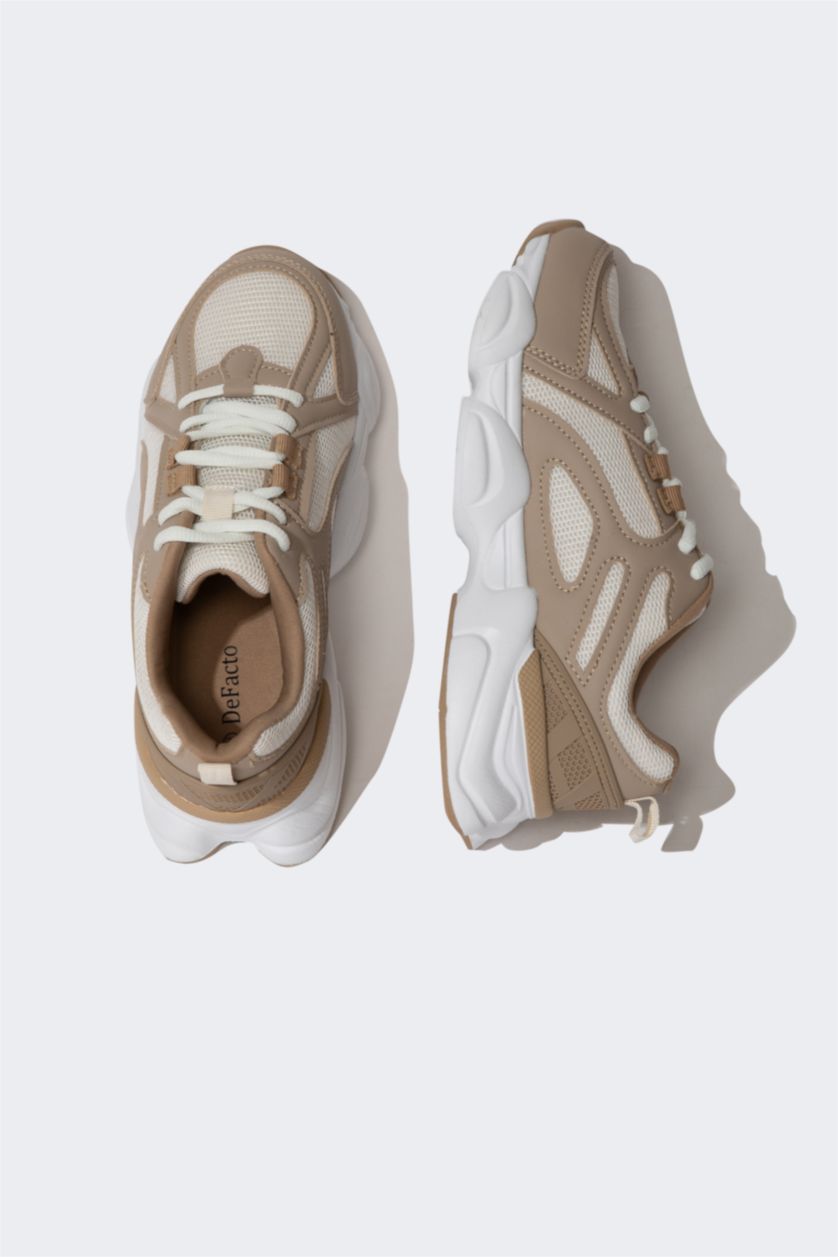 Girls & Teens Beige Unisex High Sole Sneakers