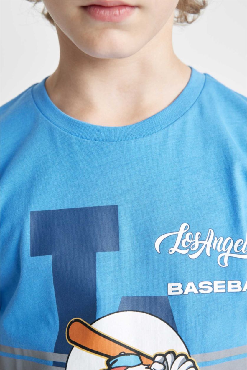 Erkek Çocuk - Genç Erkek Açık Royal Erkek Çocuk Pijama Takımı Baskılı Kısa Kollu Üst Şort