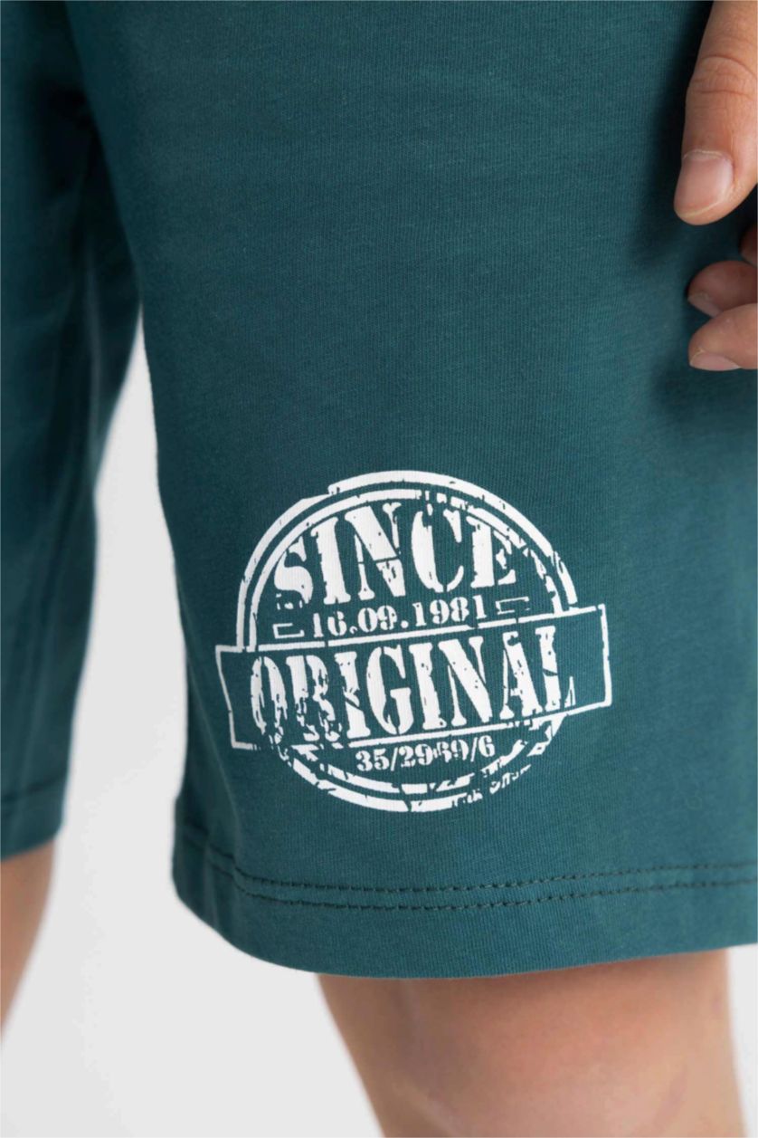 BOYS & TEENS White Boy Printed Short Sleeve 2 Piece Pajama Set