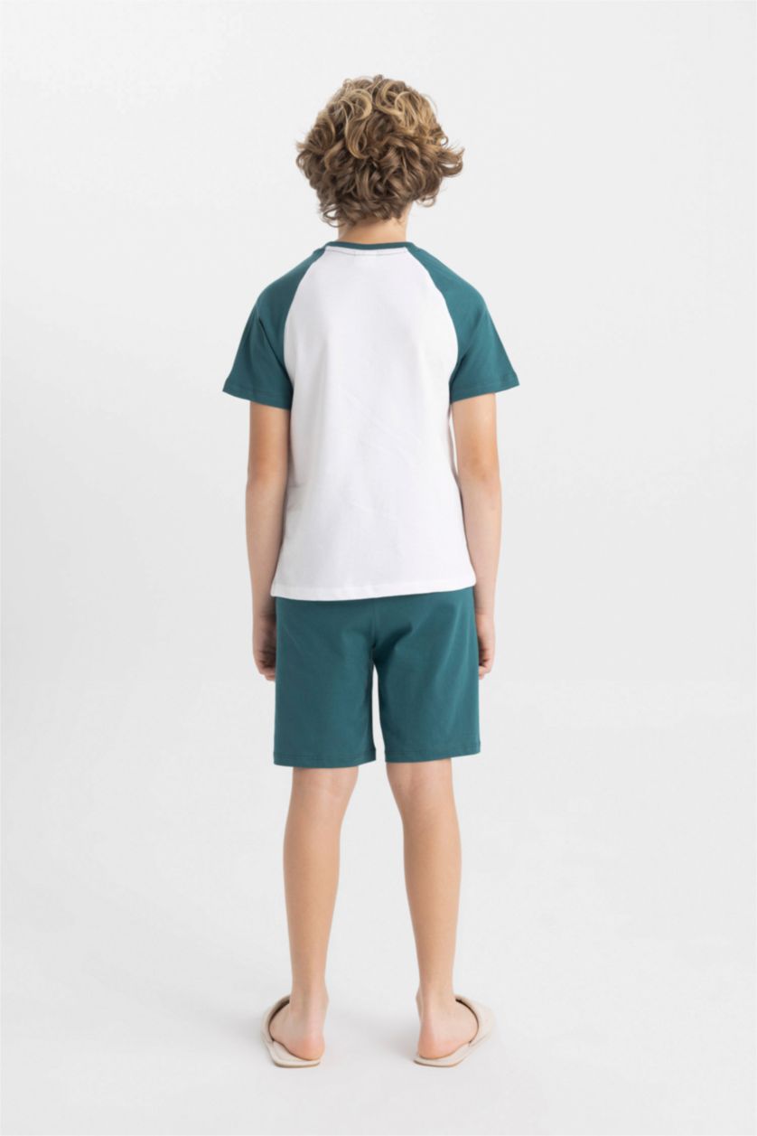 BOYS & TEENS White Boy Printed Short Sleeve 2 Piece Pajama Set