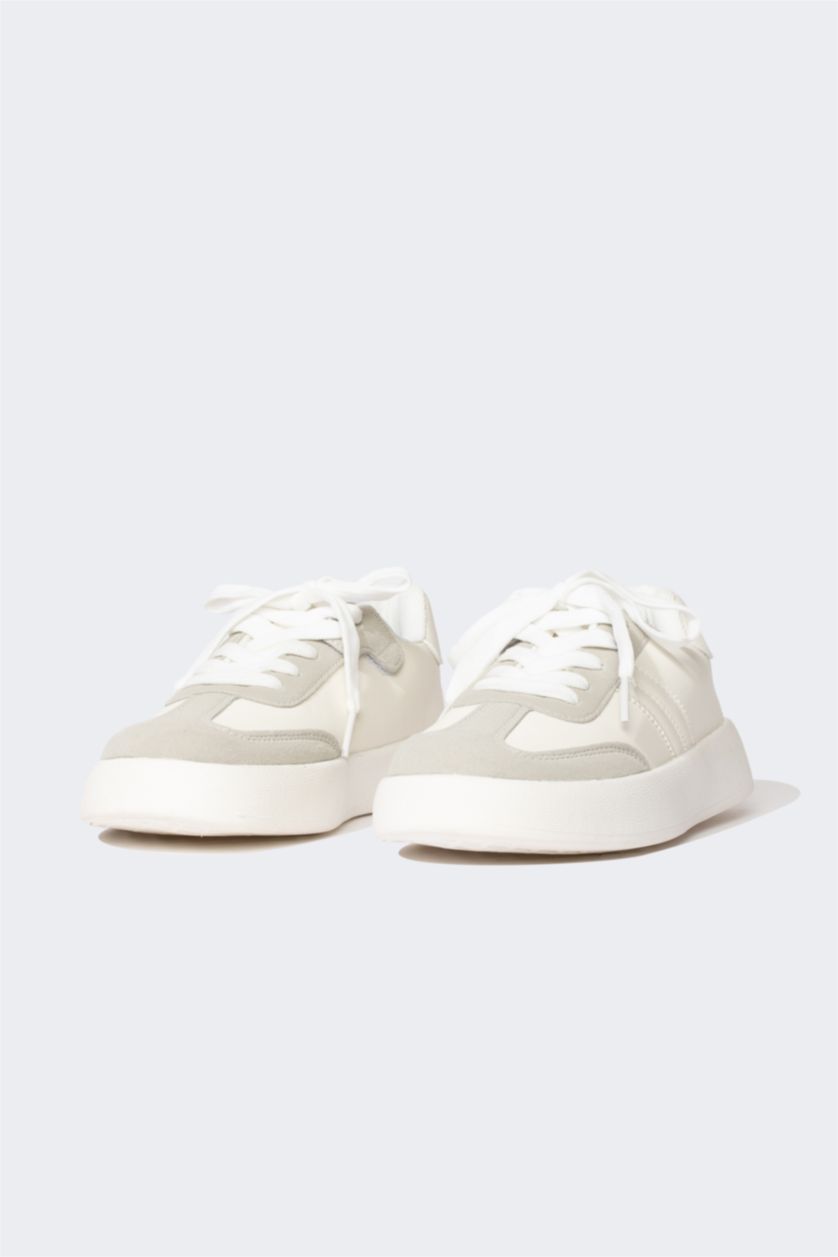 Kız Çocuk - Genç Kız Beyaz Kız Çocuk Yüksek Taban Suni Deri Spor Ayakkabı