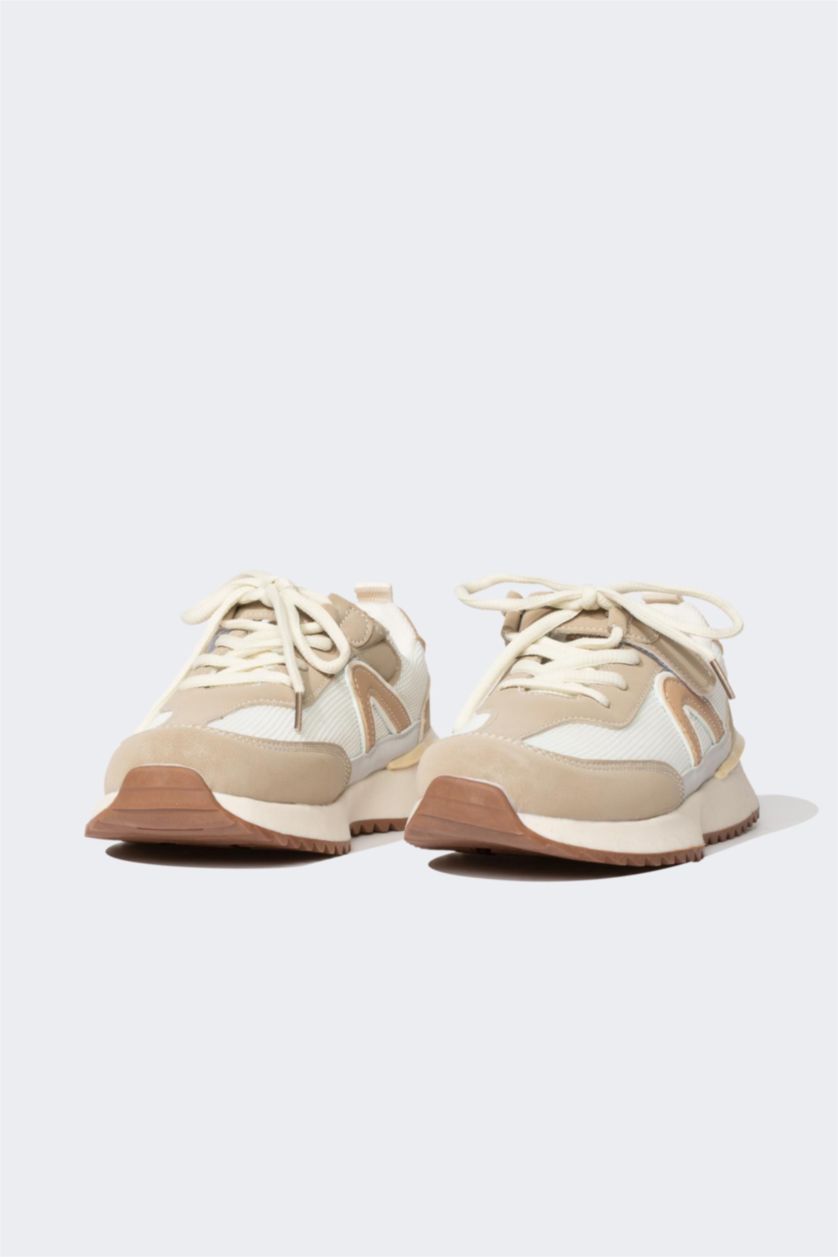 GIRLS & TEENS Beige Girl High Sole Faux Leather Sneakers