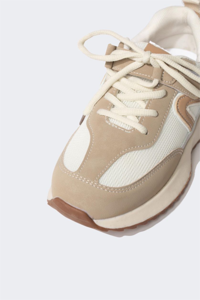 GIRLS & TEENS Beige Girl High Sole Faux Leather Sneakers