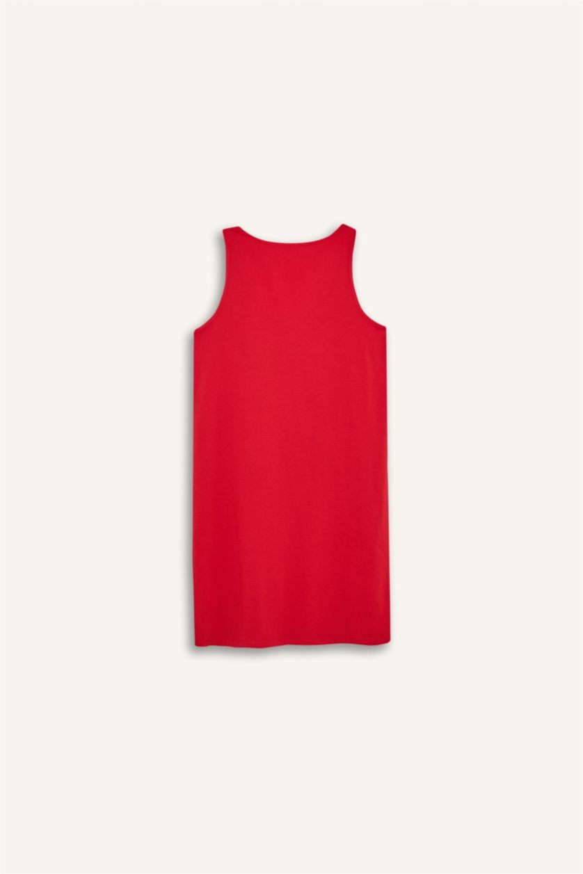 Woman Red Fall in Love Printed Round Neck Sleeveless Nightgown