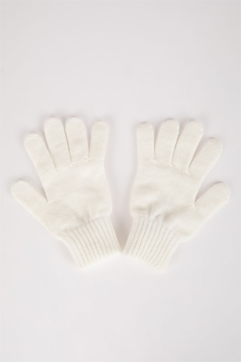 FILLES Écru Ensemble écharpe, bonnet et gants en tricot pour Fille