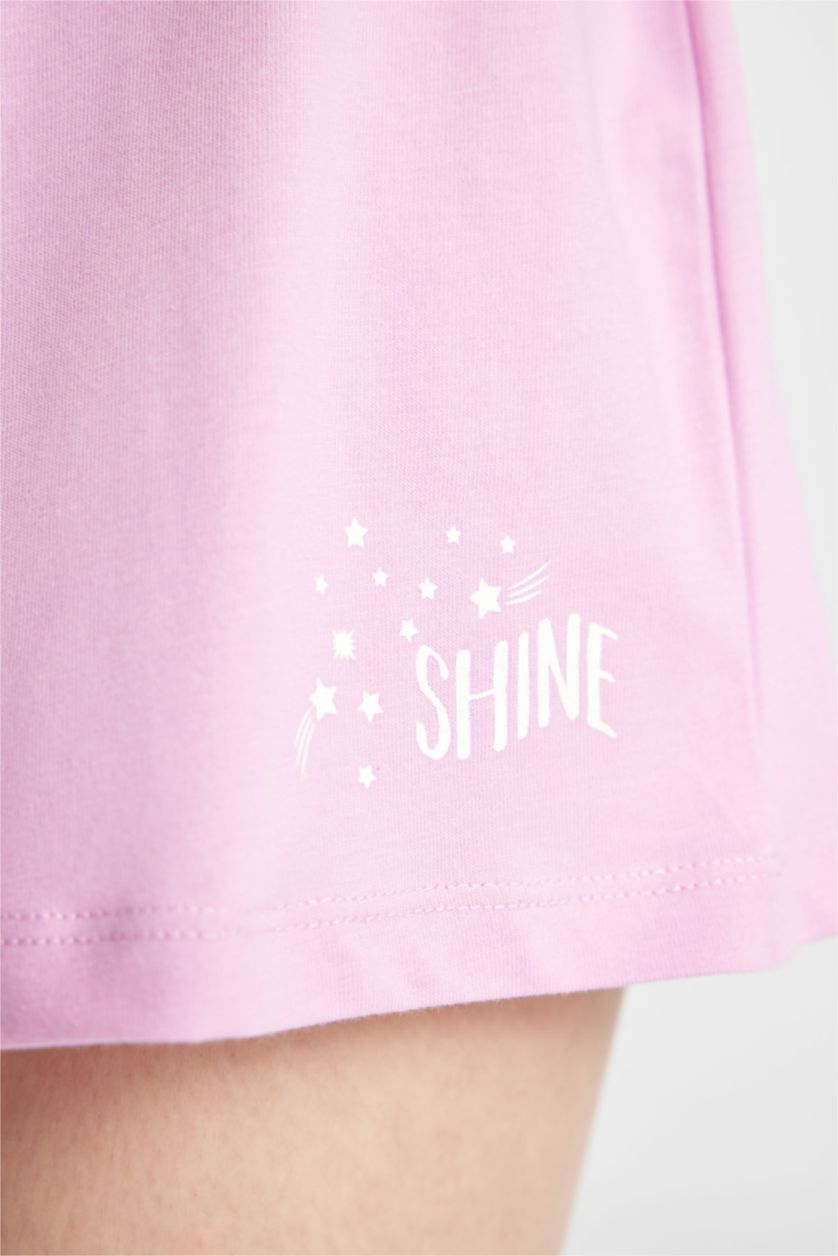 حريمي زهري طقم بيجاما قصة عادية - قطعتين