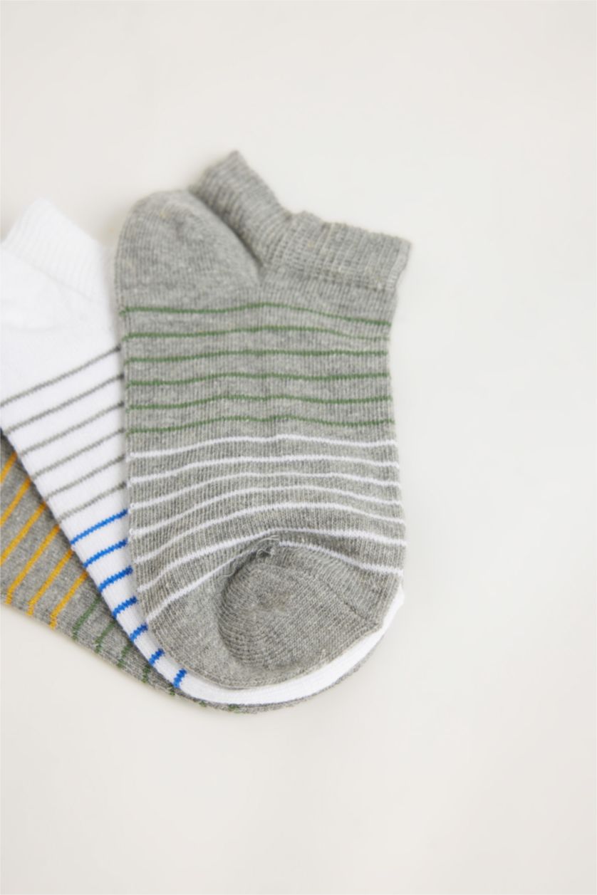 Erkek Çocuk - Genç Erkek Karma Erkek Çocuk 3'lü Pamuklu Çizgili Patik Çorap