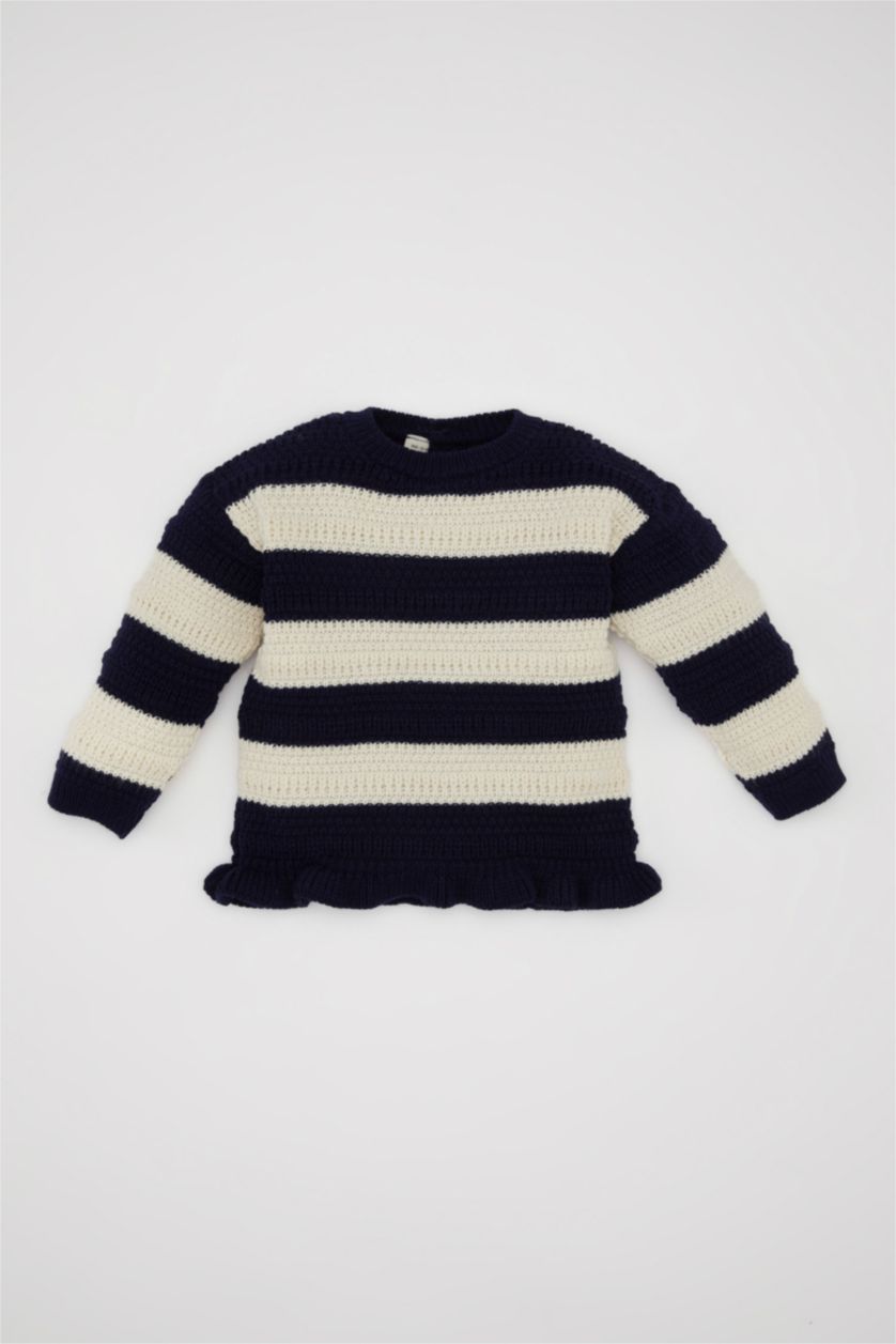 BABY GIRL NAVY Baby Girl Crew Neck Striped Pullover