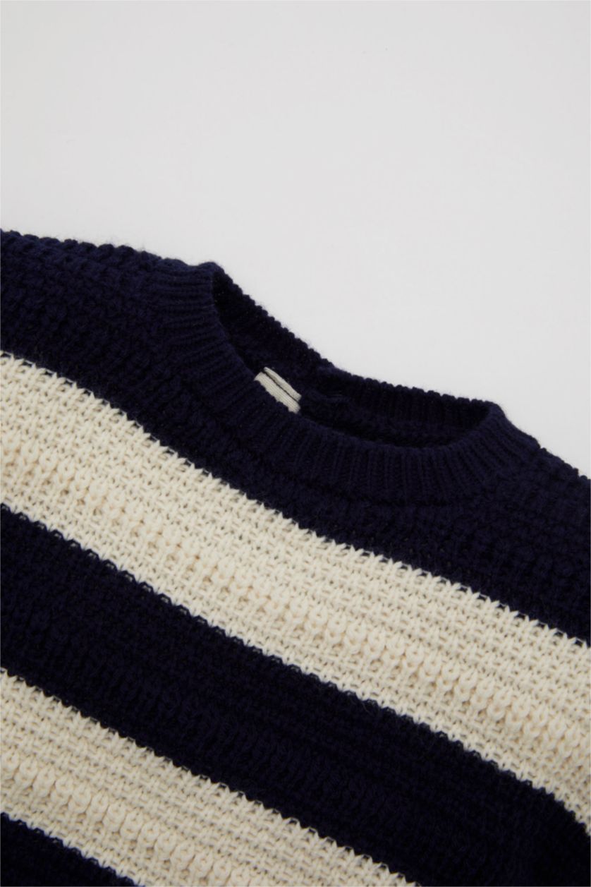 BABY GIRL NAVY Baby Girl Crew Neck Striped Pullover