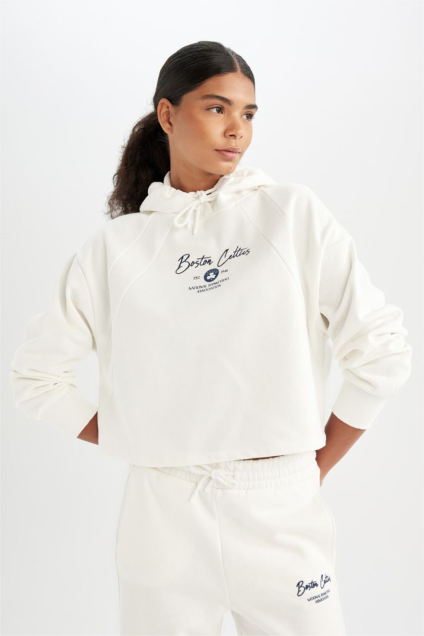 Женщины Бежевый Свитшот NBA Boston Celtics с капюшоном,  DeFactoFit