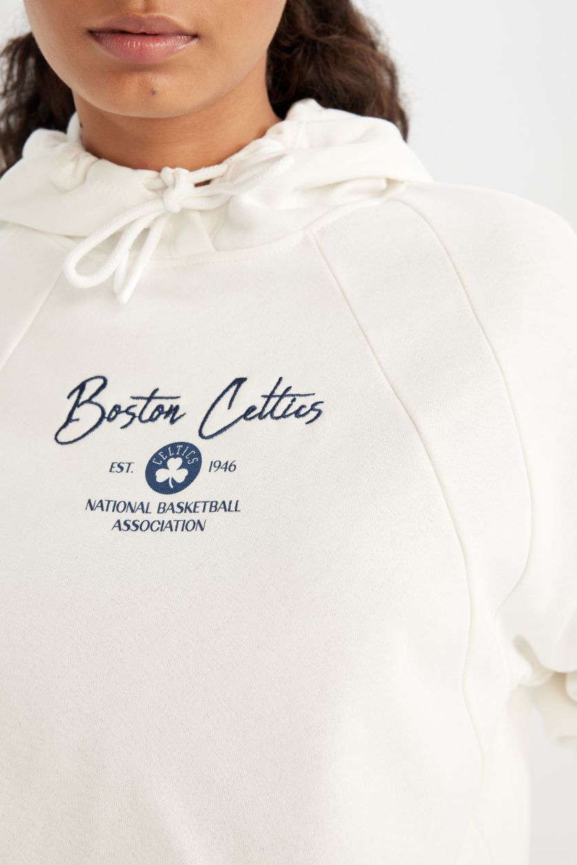 Женщины Бежевый Свитшот NBA Boston Celtics с капюшоном,  DeFactoFit