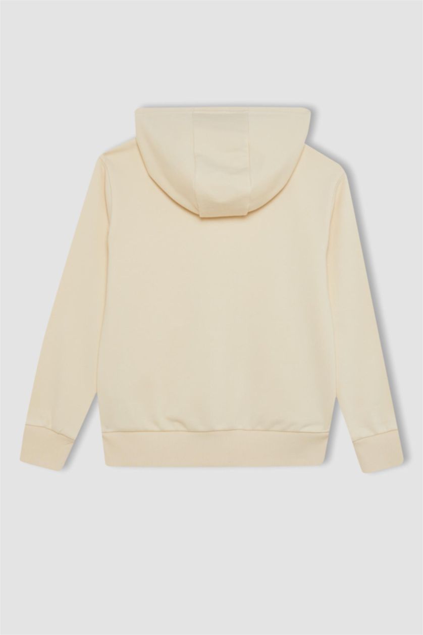 Девочки и подростки Бежевый Кардиган с капюшоном на молнии для девочек, Школьная коллекция