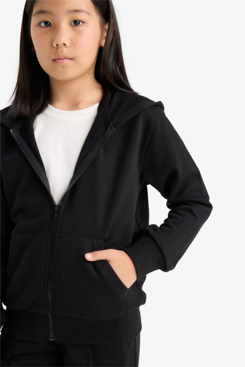 Девочки и подростки Черный Girl Basic Zip-Up Hoodie
