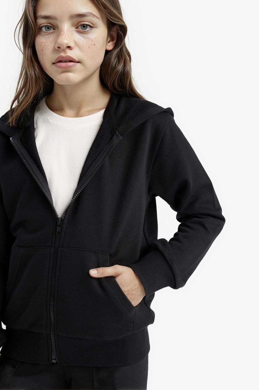 Girls & Teens Black Girl Basic Zip-Up Hoodie