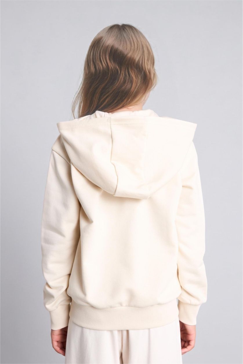 Young Girls - Teen Girls Sand Regular Fit Hooded Cardigan Basic