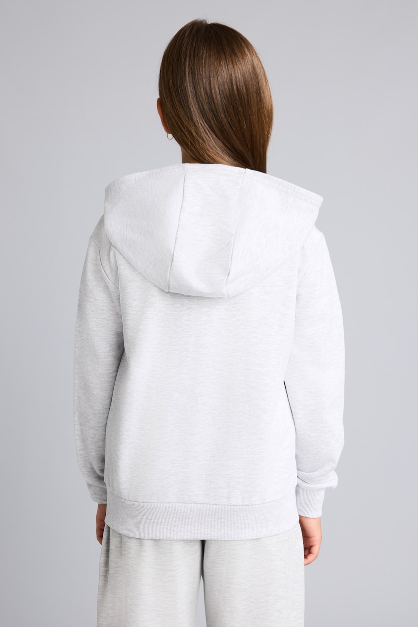 FILLES Gris Clair Sweat à capuche épais basique à fermeture zippée et poche kangourou pour fille