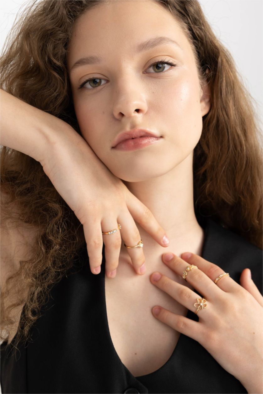 Women Altın Woman 5 Piece Gold Rings