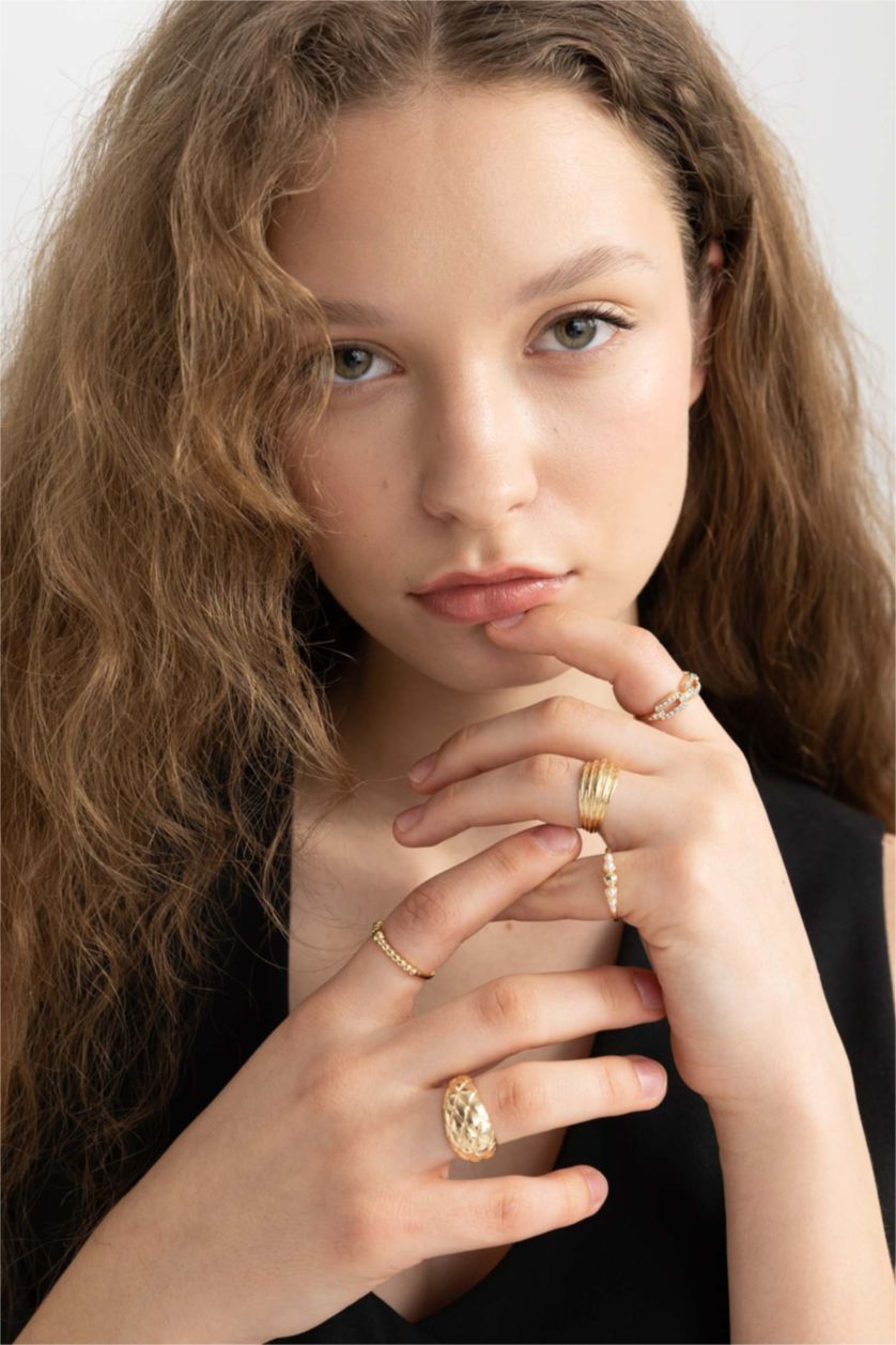 Woman Altın Woman 5 Piece Gold Rings