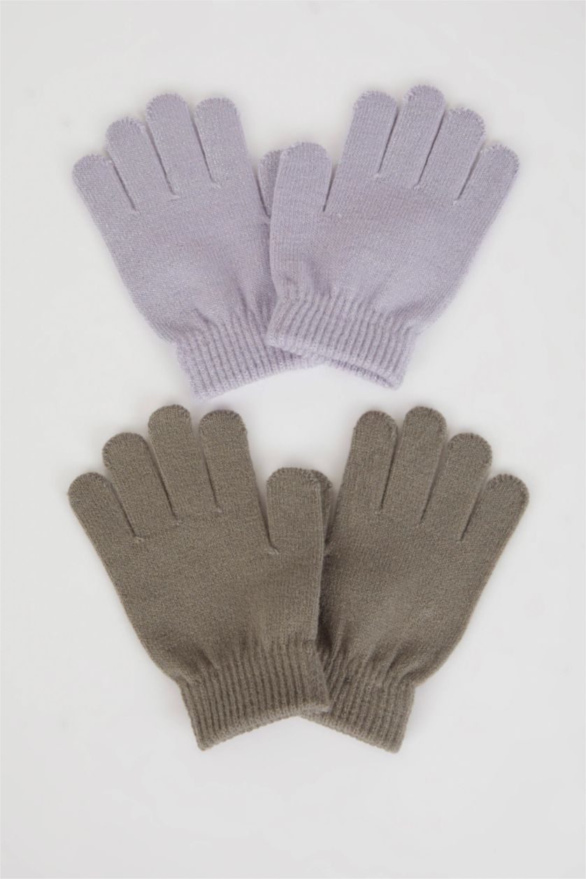 بنات أرجواني قفازات صوف للبنات - قطعتين