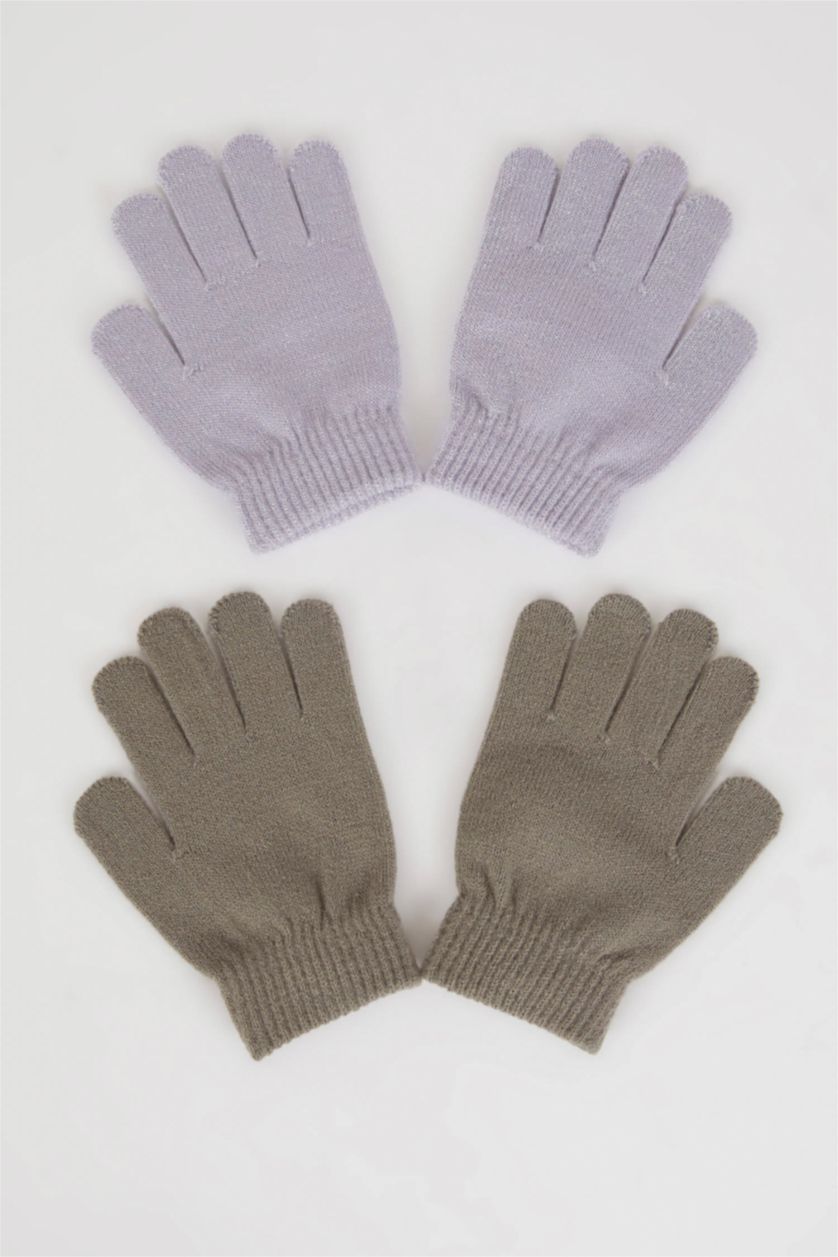 بنات أرجواني قفازات صوف للبنات - قطعتين