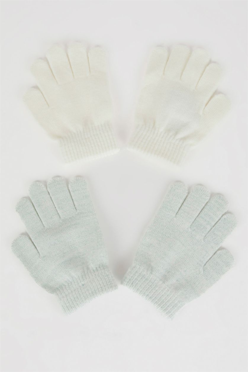 بنات نعناع قفازات صوف للبنات - قطعتين