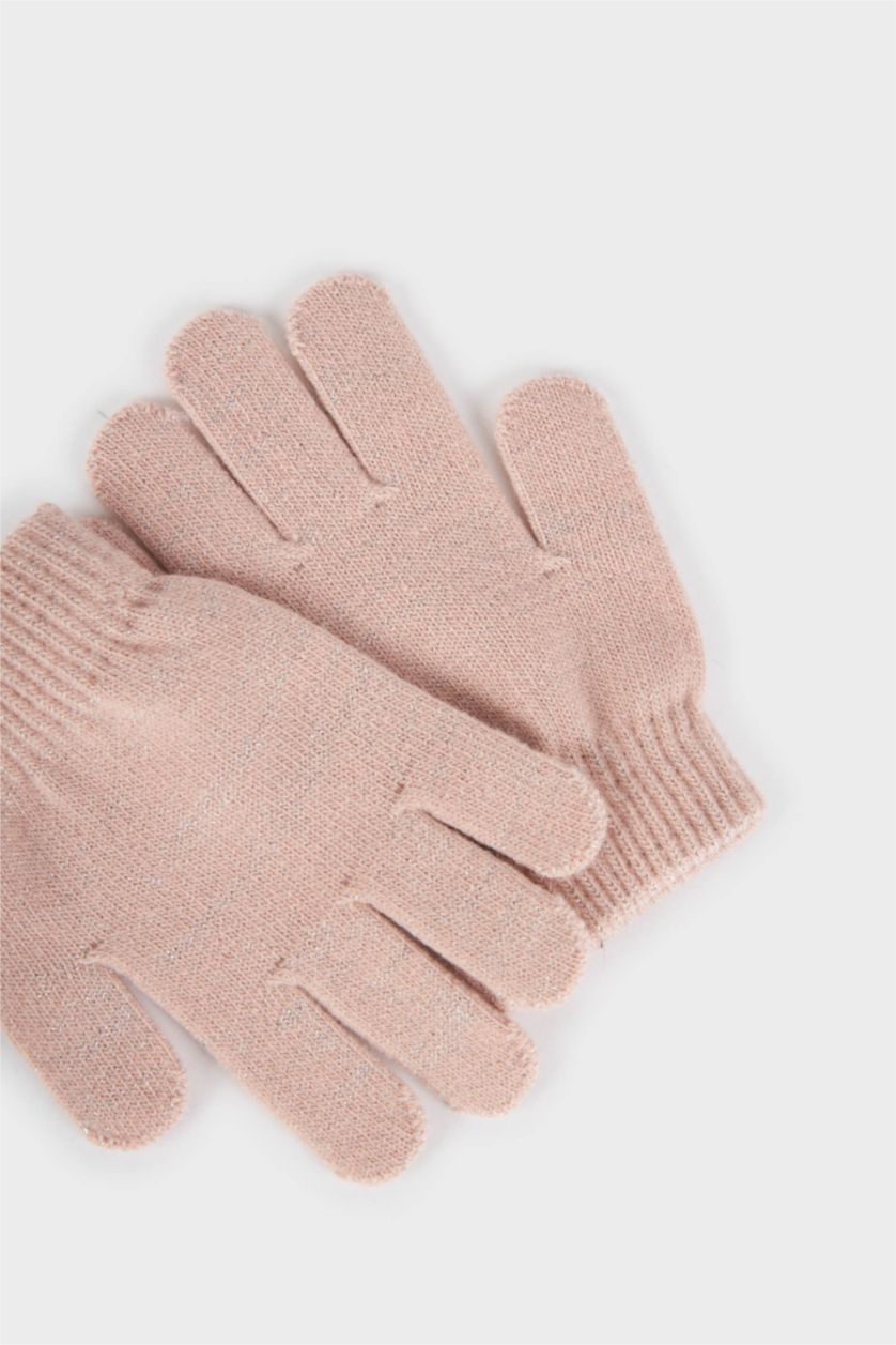 Kız Çocuk - Genç Kız Pembe Kız Çocuk Triko 2'li Eldiven