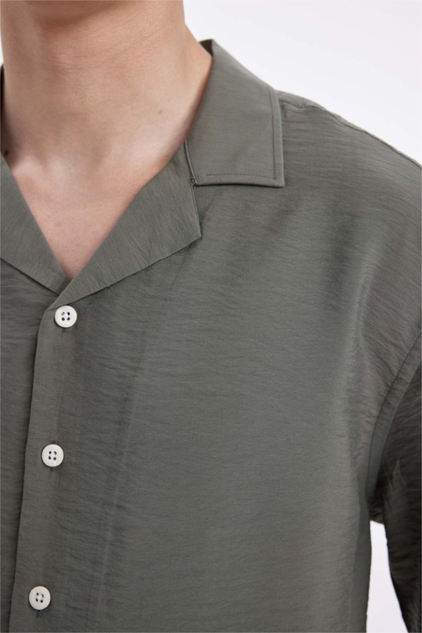 MAN Khaki Relax Fit Polo Neck Short Sleeve Shirt