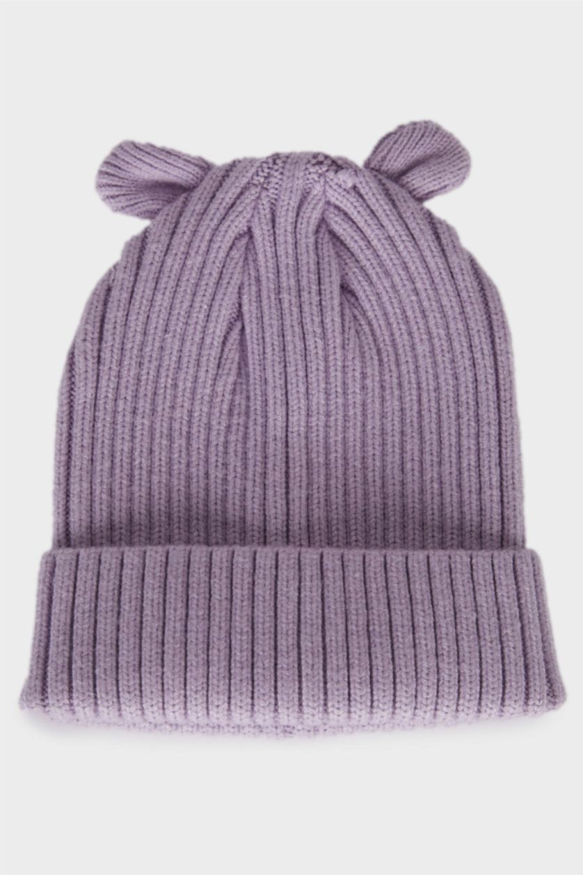 Kız Bebek Açık Mor Kız Bebek Kulaklı Örgü Bere