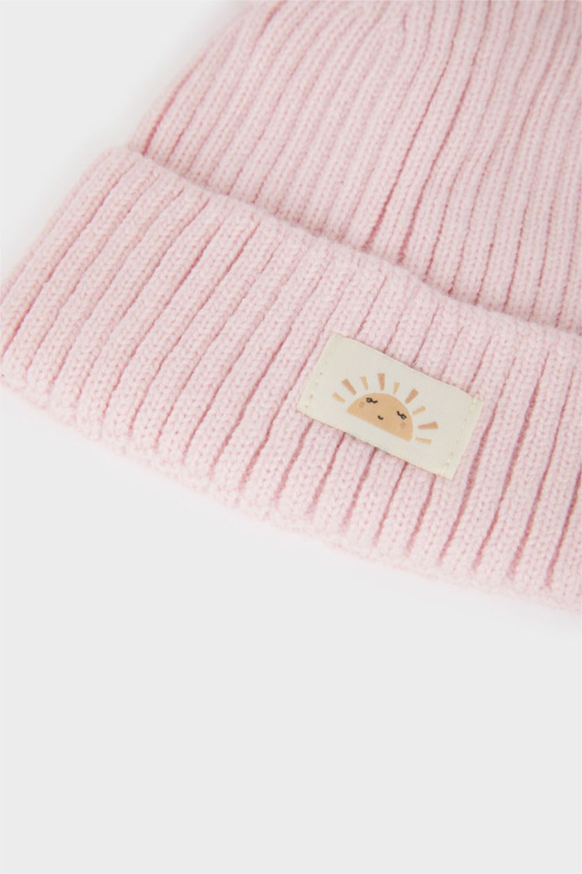 Малыши девочки Светло-розовый Девочка Младенец Трикотажная Шапка с Нашивкой и Ушками