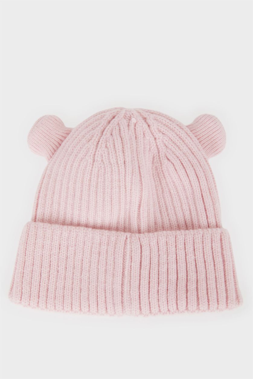 Малыши девочки Светло-розовый Девочка Младенец Трикотажная Шапка с Нашивкой и Ушками