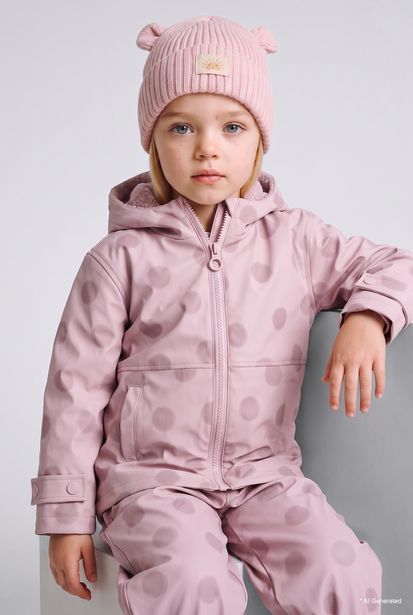طفلة صغيرة زهري فاتح Baby Girl Knit with Ears Beanie