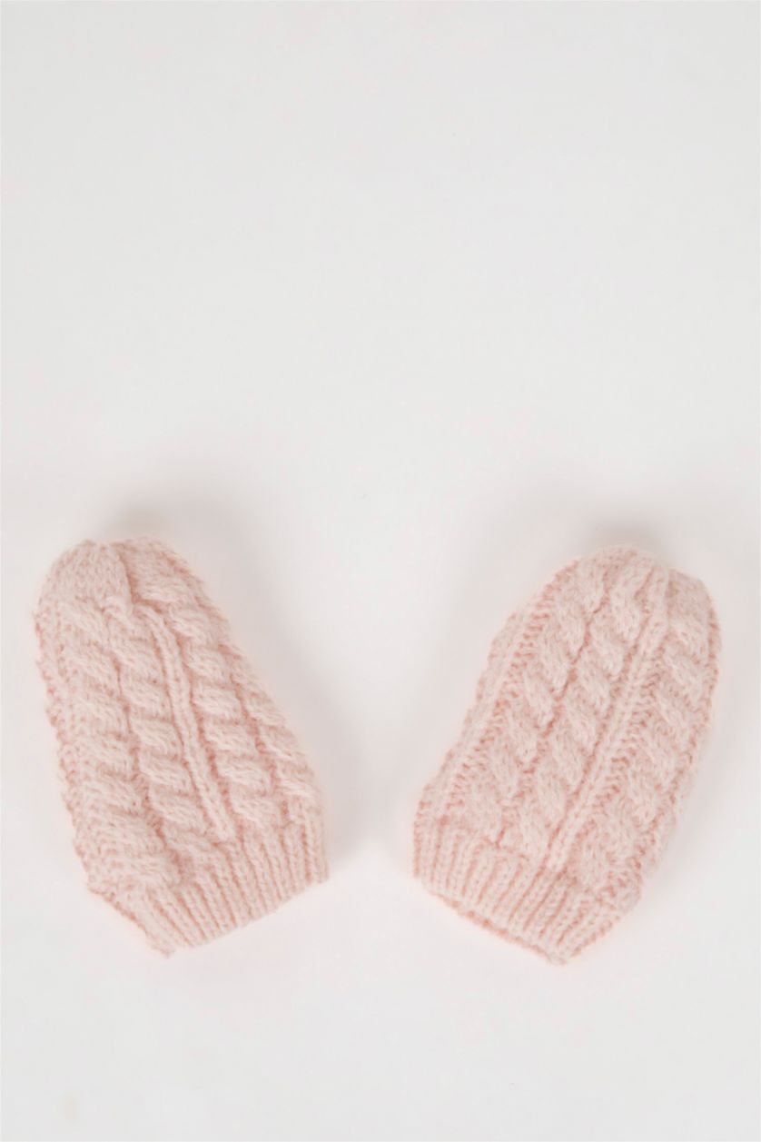 BÉBÉ FILLE Rose Bonnet à Pompon et Gants en tricot pour BéBé Fille