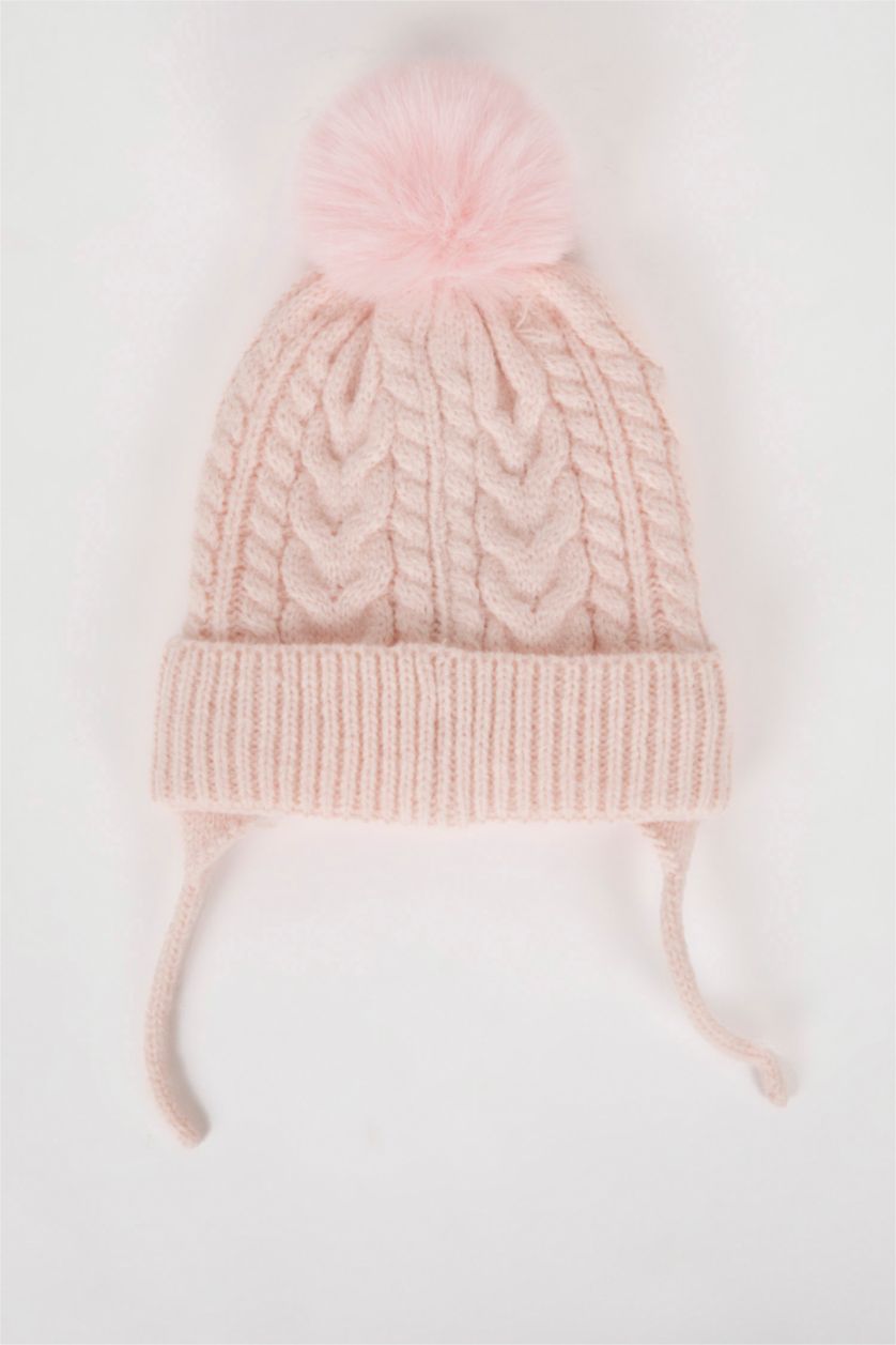BÉBÉ FILLE Rose Bonnet à Pompon et Gants en tricot pour BéBé Fille