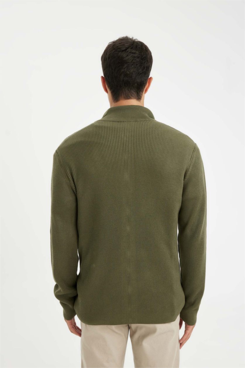 HOMME Kaki Cardigan zippé kaki Coupe standard avec col montant pour Homme