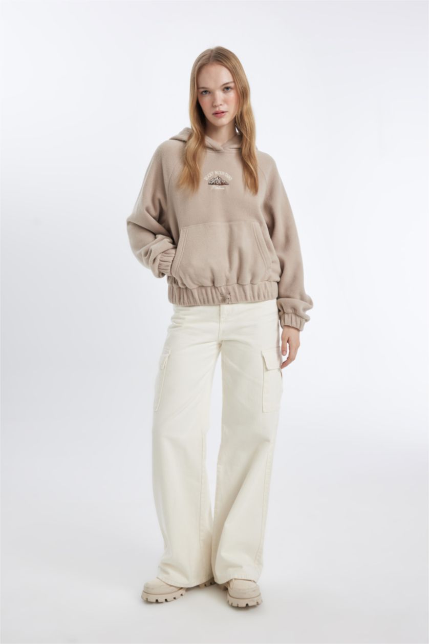 Woman Stone Loose Fit Slogan Pattern Sweatshirt