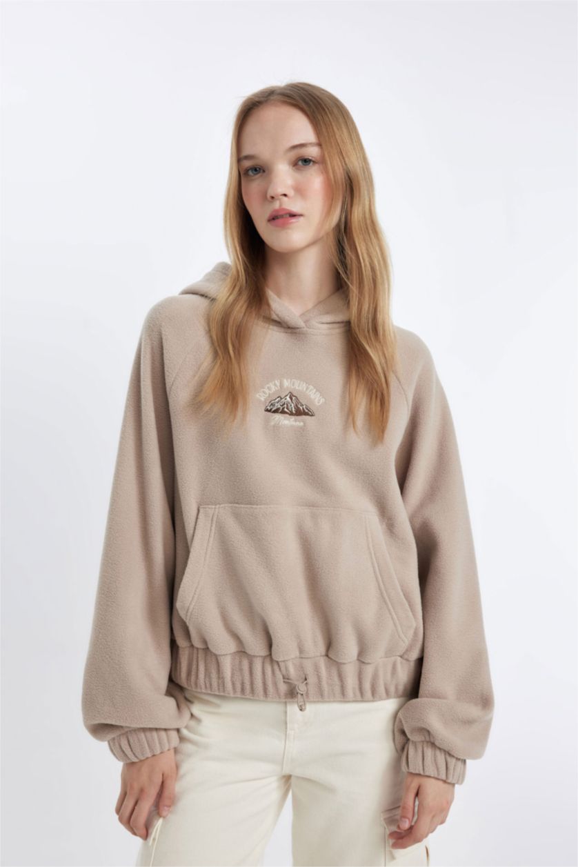 Woman Stone Loose Fit Slogan Pattern Sweatshirt