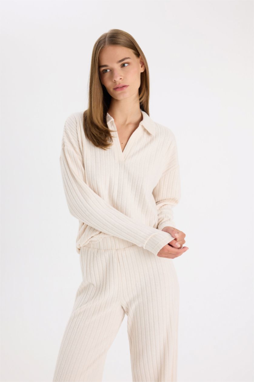 Женщины Бежевый Relax Fit Camisole Long Sleeve T-Shirt