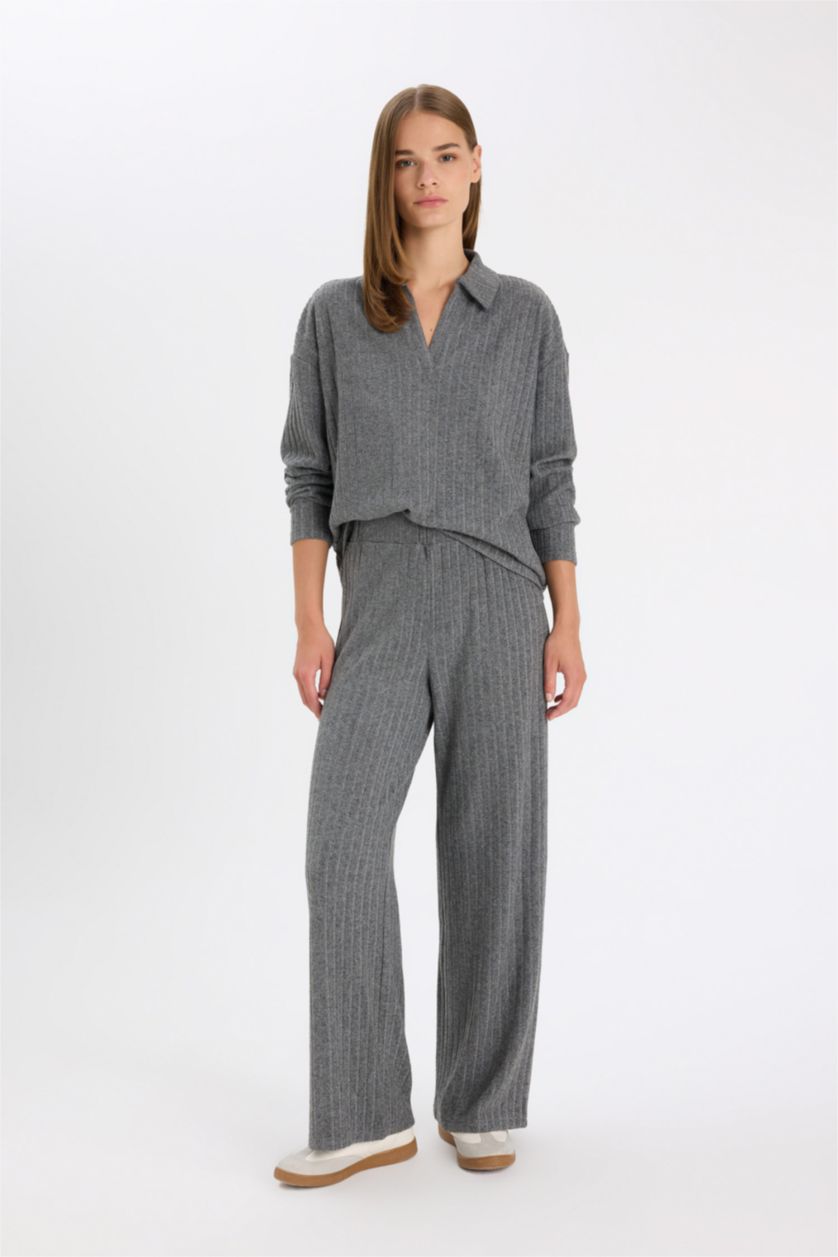 Женщины Антра-меланж Брюки Wide Leg широкие