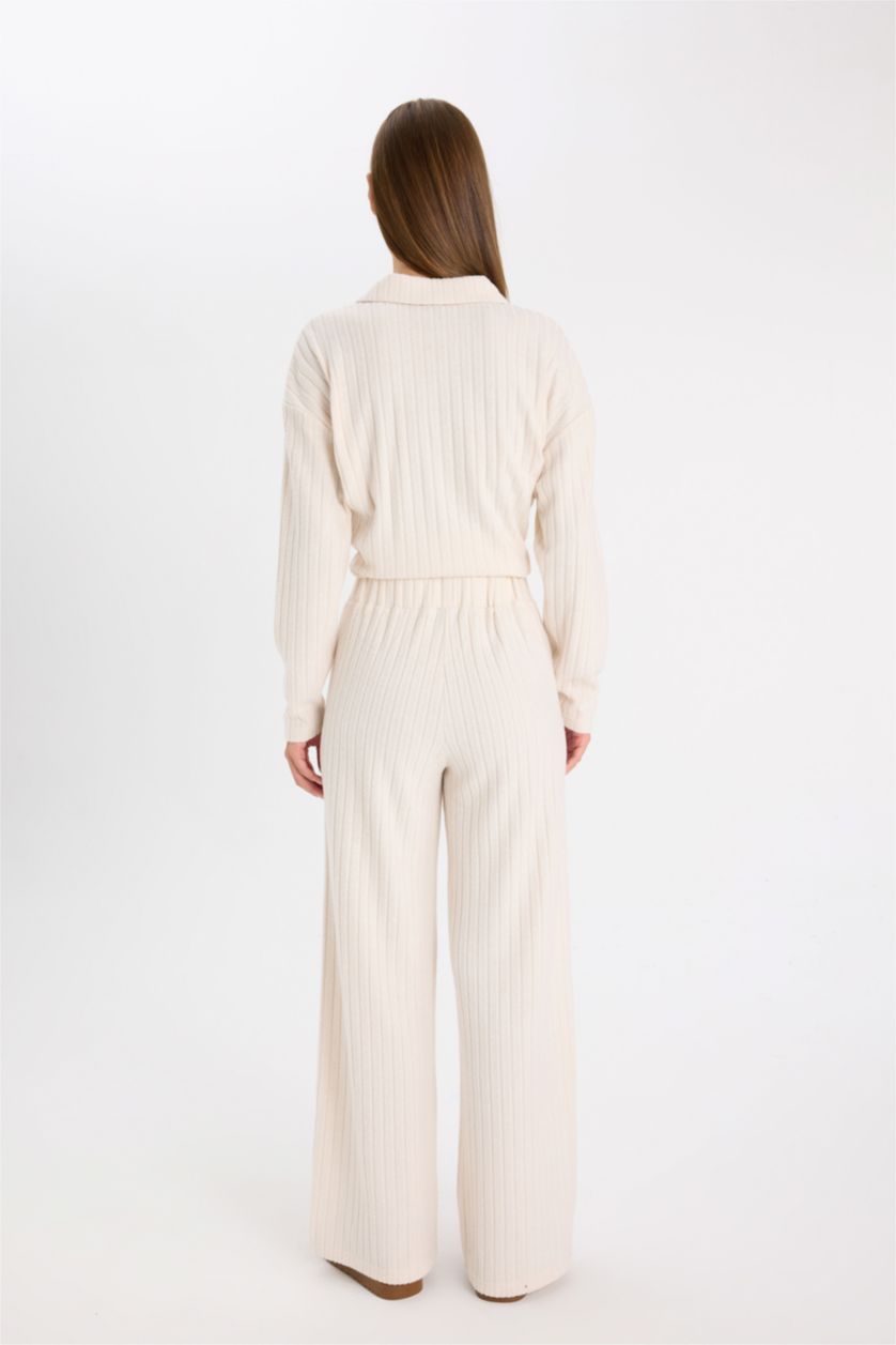 Әйелдерге ашық реңк кең аяқ тоқылған Шалбар