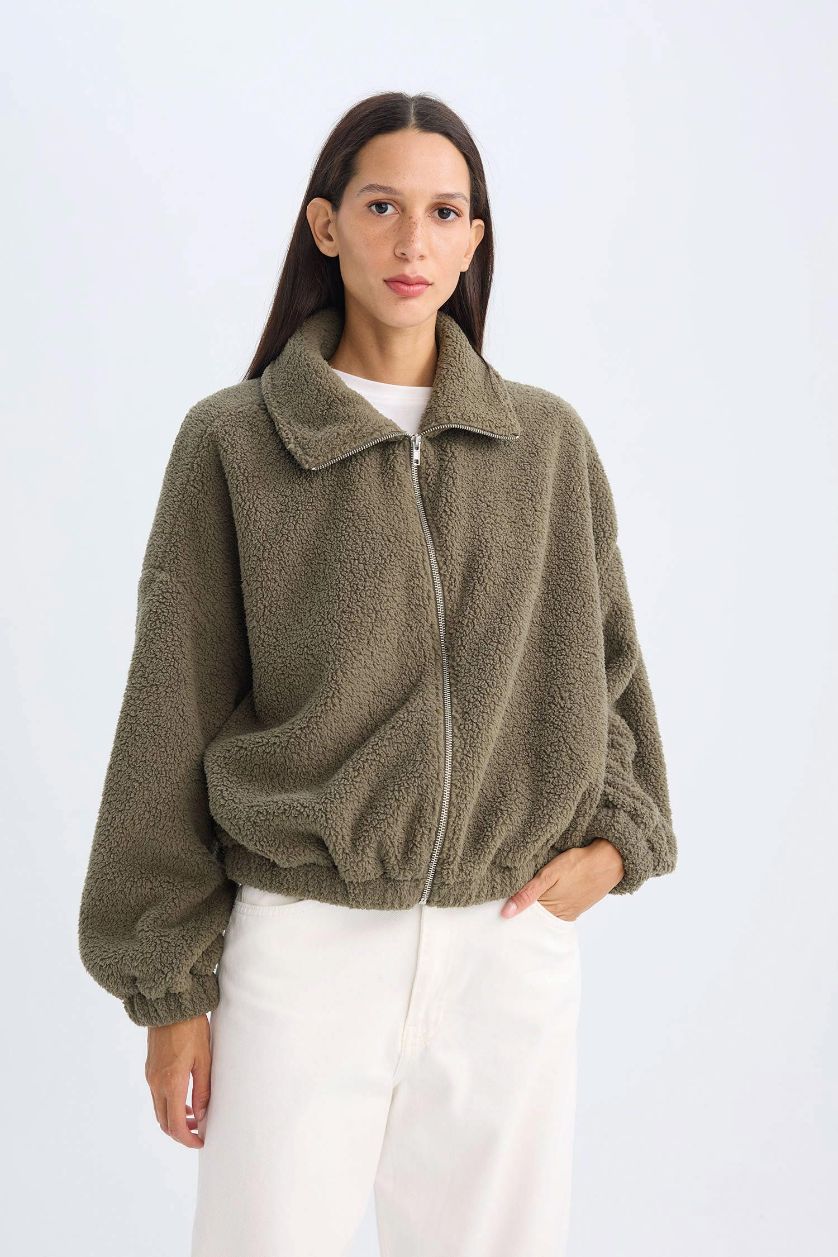 Kadın Haki Oversıze Welsoft Pelüş