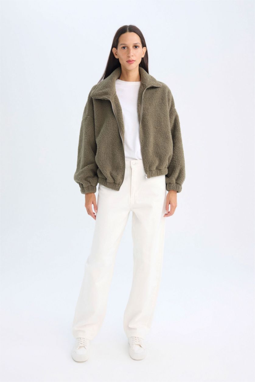 Kadın Haki Oversıze Welsoft Pelüş